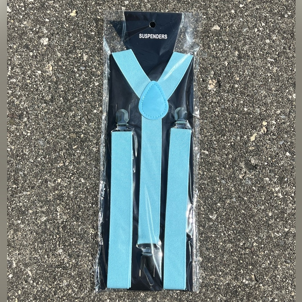 Pastel Light Baby Blue Unisex Suspenders NWT